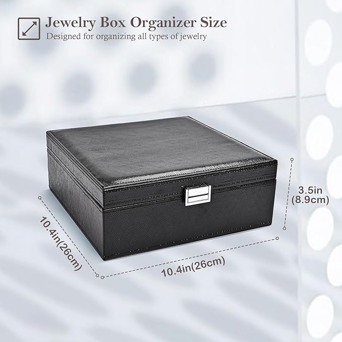 ProCase Jewelry Box for Women, 2 Layers Large Leather Jewelry Organizer Storage Case with Removable Pad for Earrings -Lizardb