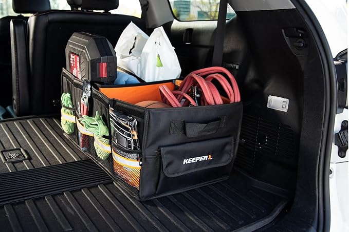 KEEPER Standard Trunk Organizer, 48L, Multi-Compartment Collapsible Car Organizers and Storage, Non-Slip Bottom, Suitable for