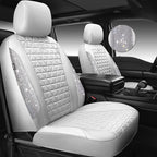 CAR PASS All White Bling Diamond Leather Car Seat Covers Full Sets,Waterproof Shining Glitter Sparkly Crystal Universal Fit f