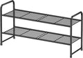 Shoe Rack, Closet Metal 2Tier 27 Inch Shoe Shelf Organizer for floor, Stackble & Adjustable, Black
