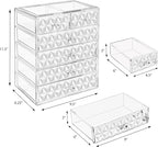 Sorbus Acrylic Makeup Organizer Set, 6-Drawer Vanity & Countertop Cosmetic Storage with Small & Wide Drawers, Diamond Makeup 