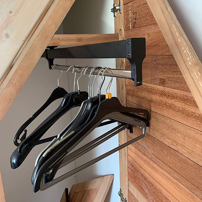 Adjustable Pull Out Clothes Rail - Extendable Closet Organizer Rack for Coats & Pants - Space-Saving Hanger Holder 30-80cm (2