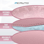PIC AUTO Steering Wheel Cover, Light Blue Patterned & Pink Leather Patchwork Design, Universal Fit 14.5"–15.5", Anti-Slip, Od