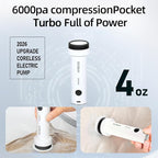 Cordless Electric Vacuum Pump for Vacuum Storage Bags Travel Air Pump, Portable USB Rechargeable Seal & Compression Bag Pump 