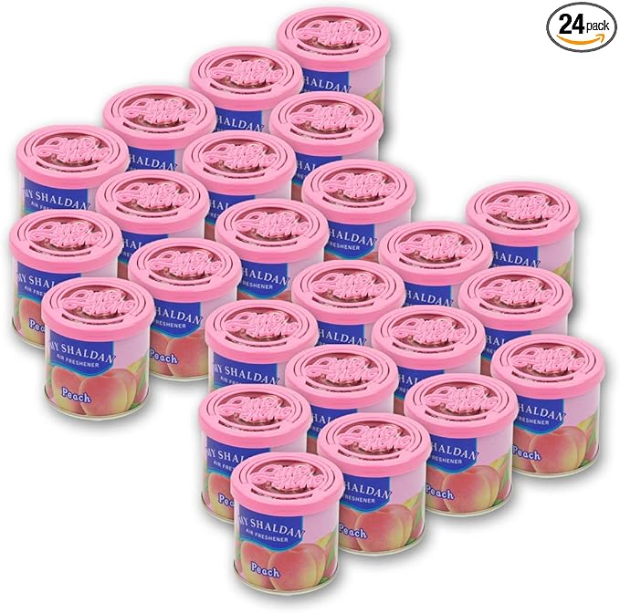 Auto Dynasty Pack of 24 My Shaldan Japanese Car Cup-Holder Natural Air Freshener Cans (Peach Scented)