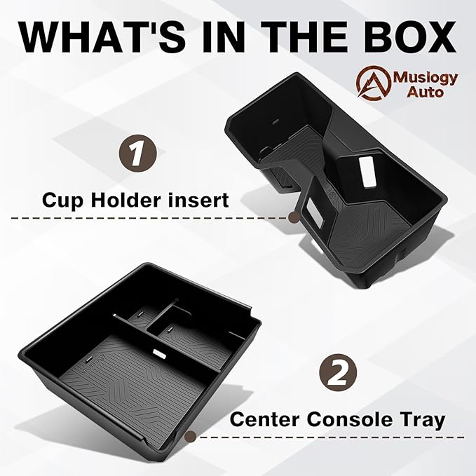 Muslogy Center Console Organizer & Cup Holder Inserts Compatible with 2025 2026 Toyota 4Runner Armrest Tray with Card Slot Divider Storage Box Non-Slip Silicone Front Drink Stoppers Rubber Cup Holder