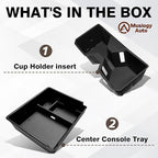 Muslogy Center Console Organizer & Cup Holder Inserts Compatible with 2025 2026 Toyota 4Runner Armrest Tray with Card Slot Divider Storage Box Non-Slip Silicone Front Drink Stoppers Rubber Cup Holder