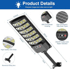 Solar Street Lights Outdoor Waterproof , 6500K 320°Wide Angle Flood light, LED Solar Parking Light with Motion Sensor and Rem