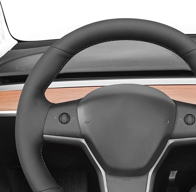 MEWANT Hand Stitched Steering Wheel Cover for Tesla Model 3 2017-2023 / Model Y 2020-2023 Accessories