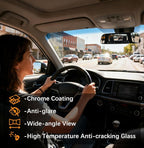 Rear View Mirror, 9.3 Inch Chrome Anti-glare Panoramic Rear Mirrors Universal Convex Car Interior Clip on Extra Big Wide Angle Rearview Mirror Extender to Reduce Blind Spot for Car SUV Truck