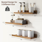 Axeman Picture Ledge Shelf | 16 Inch Brown Floating Shelves Set of 3 | Rustic Brown Wood Wall Shelves with Lip | 16" Picture 