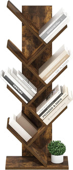 Furinno Tree Book Shelf, 7-Tier Bookshelf with Angled Open Shelf, Tree Bookcase for Room Decor, 8.4 x 15.7 x 39.4, for Organi