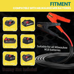 M18 Jumper Cables for Milwaukee 18V Batteries | 2FT 8AWG Booster Cable with Alligator Clips | Jump Start Cars/RVs& Charge Tools | 392°F/200°C Silicone Wire Heat Resistant (Battery Not Included)