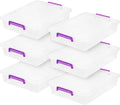 IRIS USA 6 Qt. Plastic Craft Storage Container Bins with Lids, 6 Pack, Small Art & Office Supply Organizer Tote, Sensory Bins