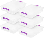 IRIS USA 6 Qt. Plastic Craft Storage Container Bins with Lids, 6 Pack, Small Art & Office Supply Organizer Tote, Sensory Bins