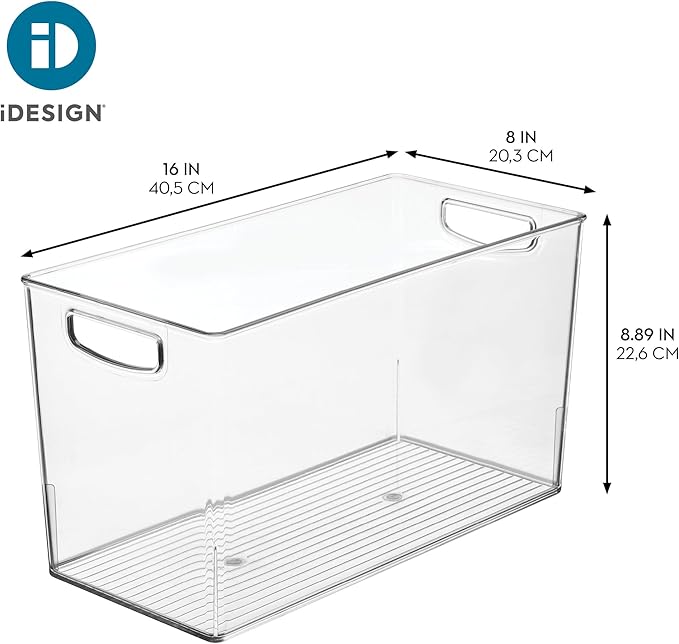 iDesign Plastic Storage Bin with Handles for Household Storage - Set of 2 - Clear - Made in USA