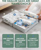 Vacuum Storage Bags with Electric Pump, 12 Pack Vacuum Sealed Bag with 1500mAh Rechargeable Battery for Clothes, Blanket, Duv
