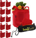 Sturdy Reusable Grocery Bags Foldable and Washable - Made From RipStop Nylon Hold 50lbs - Designed in USA Reusable Shopping Bags Inside a Compact Pod with Carry Clip - 10 Pack in Red
