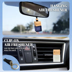 Car Air Freshener Hanging, 3 Pcs Cotton Fresh, Fresh Linen, Cardamom & Cedar, Car Scent Air Fresheners Diffuser for Car, 45+ 