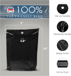 9x12 Black Disposable Car Trash Bags, Leak-proof, Small Size, 50 Pack, 2 Mil Thick, with Die-Cut Handles by PPB