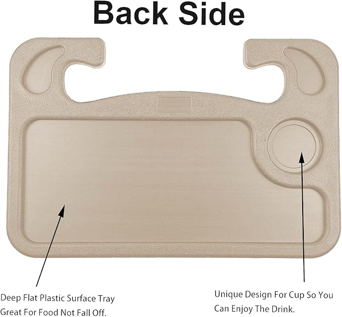 Steering Wheel Tray,Car Table Food Trays for Eating,Laptop Mount,Cars Desk for Driver,Fit Most Auto Vehicle Steering Wheels (Beige, Medium)