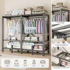 Foldable Portable Wardrobe Closet with Magnetic Doors & Cover, Heavy Duty Covered Clothes Rack with Hanging Clothing Rod, Met