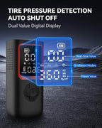 Tire Inflator Portable Air Compressor - 150PSI Portable Tire Inflator with Pressure Gauge, 4X Faster Portable Air Compressor for Car Tires, Air Pump with LED Light for Car, Motorcycle, Bike