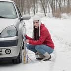 Portable Snow Tire Chains, Semi-Automatic Tighten Snow Traction Chains, Easy Install Emergency Tire Chains for Passenger Cars