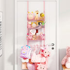 Consumest Over The Door Hooks Organizer - 4 Tier Door Coat Rack with 3 Baskets and 12 Hooks, Stainless Steel Towel Hanger for