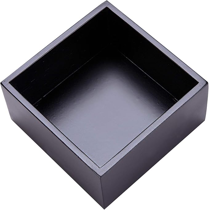 Bamboo Organizer Box for Accessories Cosmetic Small Square Drawer Organizer Boxes, Black 4"*4"
