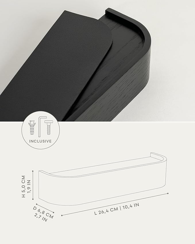 Kazai.® Key Holder 'Toke' | Minimalist Key Hook Design from Berlin | Modern Key Holder Wall Mount with Wooden Shelf | Key Rac
