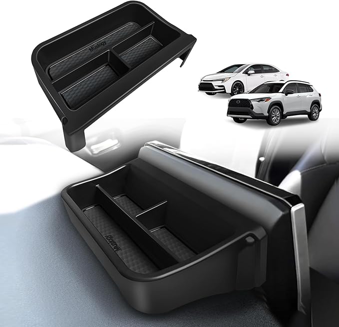 Muslogy Dashboard Storage Organizer Fits For 2020-2025 2026 Toyota Corolla & 2022-2026 Corolla Cross Accessories Non-Slip Insert Behind Screen for 8-inch Touch Screen (Black)