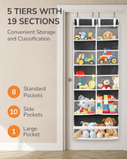 ULG Over the Door Organizer, 5-Tier Extra Large Hanging Storage with 10 Mesh Pockets, 100 lbs Capacity, Heavy Duty Door Organ