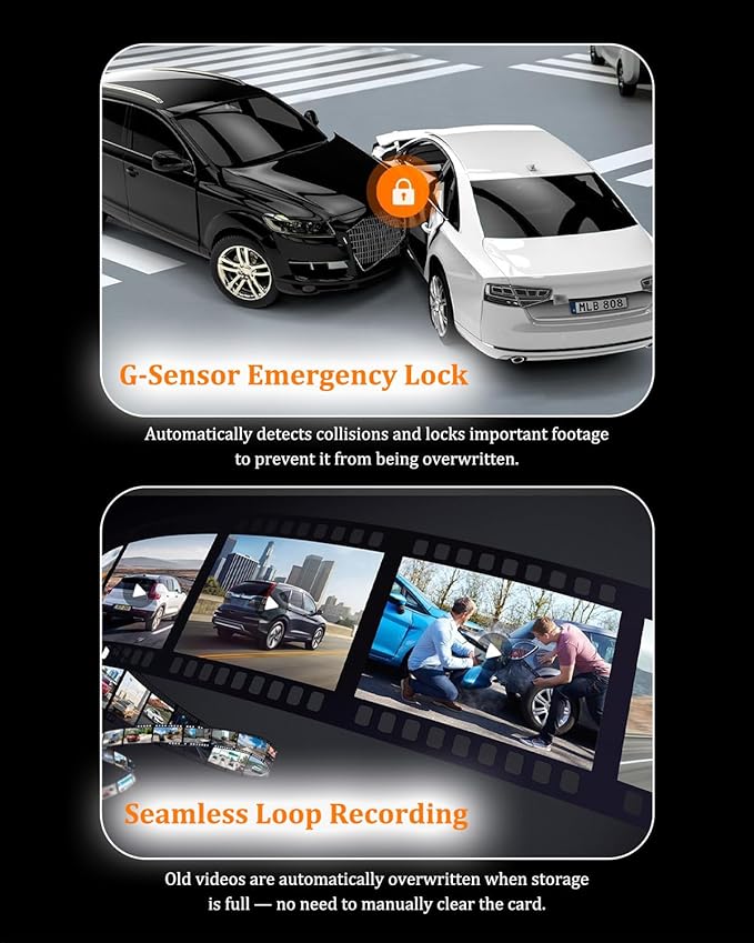 Dash Cam Front and Rear, Dash Camera for Cars 4K+1080, Dashcam Built-in WiFi, APP Control, 32GB Card Included, 3" IPS Touch S
