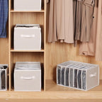 Zilink Upgraded Wardrobe Clothes Organizer with Support Board Clear Jean Organizers for Closet with 7 Grids Divider Extra Lar
