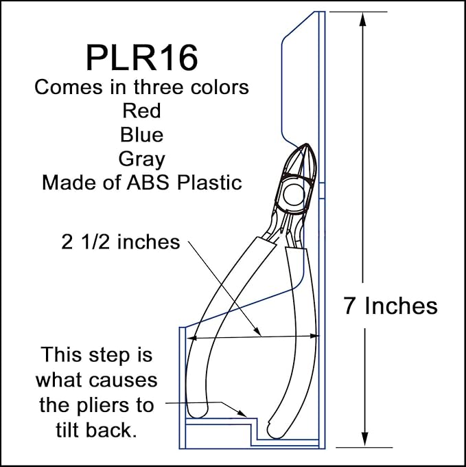 PLR16 Gray PliersRack for your Peg Board and Toolbox Drawer. Plier storage for Regular & smaller pliers. Keeps spring loaded 