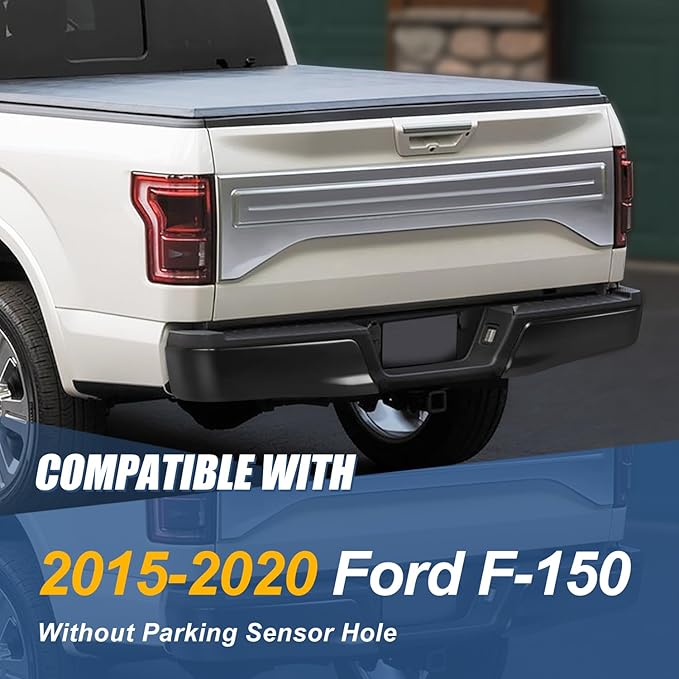 Auto Dynasty Rear Bumper End Caps Cover Compatible with 2015-2020 Ford F-150, Driver Left Side, Non Parking Sensor Holes, Primered/Painted Black