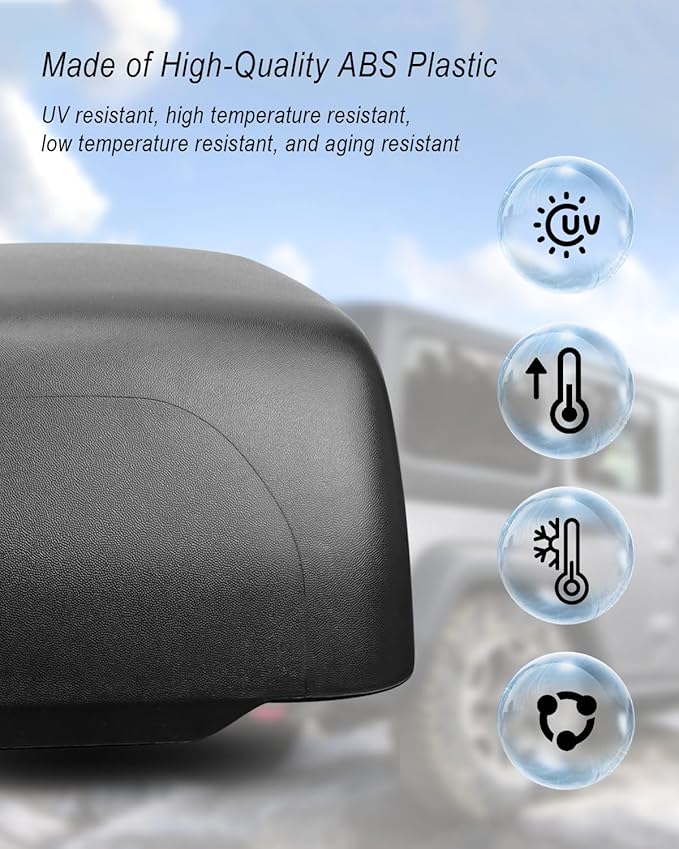Right Mirror Cover Cap Trim Fit for Jeep Wrangler JL 2018-2023 Replace 68361960AA, Side Door Rearview Mirror Cover