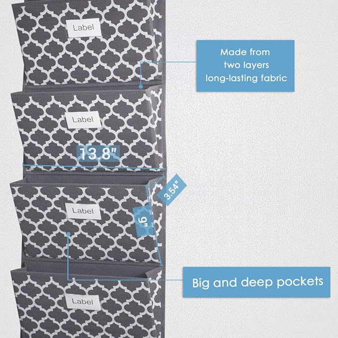 homyfort Over the Door File Organizer, Hanging File Folders, Wall Organizers and Storage for Mail, Magazine, Notebooks, Plann