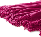 Homiest Decorative Knitted Throw with Fringe, Lightweight Acrylic Knit Blanket, Soft & Cozy Tassel for Couch Sofa Bed (Dark P