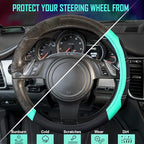 CAR PASS Line Rider Microfiber Leather Sporty Steering Wheel Cover Universal Fits for 95% Truck,SUV,Cars, 14.5-15 inch Anti-S