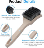 Nanoskin 8.5 Inch Heavy-Duty Tire Cleaning Brush - Ergonomic Steel Wire Scrub for Whitewall & Sidewall | Professional Auto De