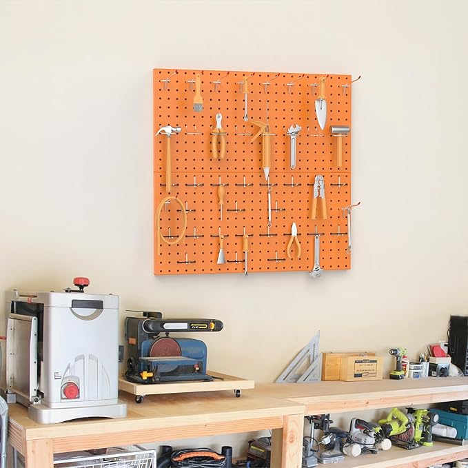 TORACK Metal Pegboard Wall Organizer 24" x 24" or 12" x 48", 70 PCS Tools Storage Pegboard for Garage, Modular Pegboard, Tool