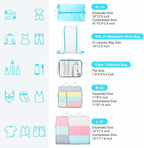 PFEYRPK Lightweight Compression Packing Cubes for Suitcases, Compressible Expandable Travel Packing Organizer with Clear Toil