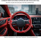 FOAN Steering Wheel Covers, 3PCs Carbon Fiber Anti-Skid Clip on Car Steering Wheel Cover Protector Universal for Most Car, Re