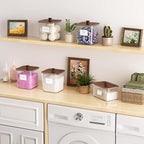 Laundry Pods Storage Container, Clear Laundry Room Organization and Storage,Detergent Powder Container,with Wooden Lids & Lab