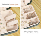 LANDICI Small Jewelry Box for Women Girls, PU Leather Travel Jewelry Organizer Case, Jewellery Storage Holder Display for Rin