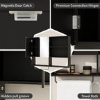 Medicine Cabinet, Wooden Bathroom Wall Cabinet with 2 Doors, Adjustable Shelves & Towel Bar, Over Toilet Storage Cabinet Wall