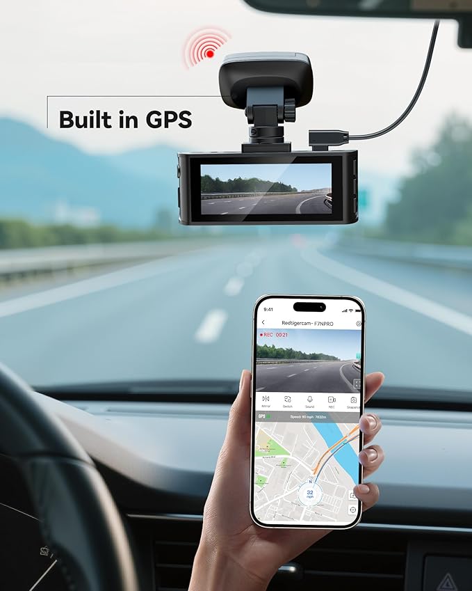 REDTIGER 180° Rotatable Adhesive Mount for F7N Series / F17 Dash Cam, Easy Installation, Includes Adhesive Pads and Electrostatic Stickers