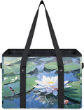 Reusable Grocery Bags Heavy Duty Shopping Bags Foldable Large Tote Bags with Long Handles & Hard Bottom